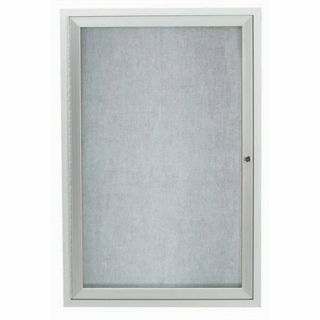 AARCO Enclosed Indoor/Outdoor Bulletin Board Satin Anodized Aluminum 24"x18" ODCC2418R